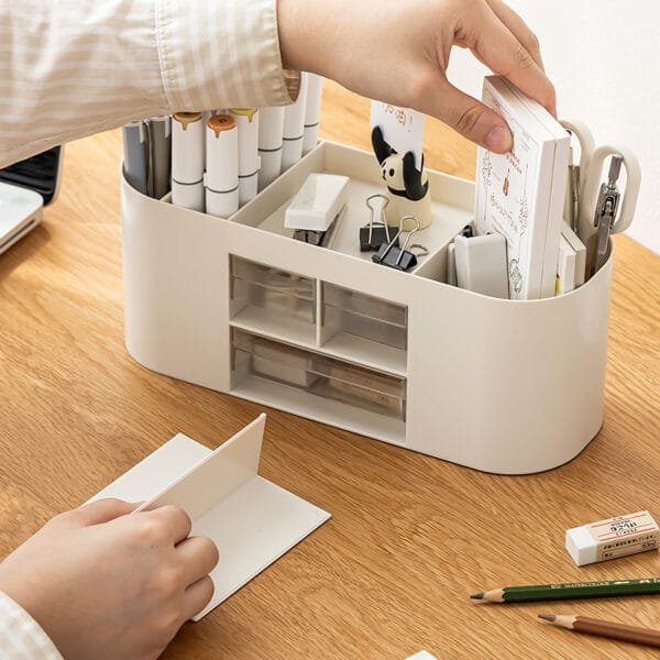 Pen Holder With 4 Color Pen Holder With 4 Color Storage Box Office Stationery Simple Supplies Plastic GoodLooking Pen Holder