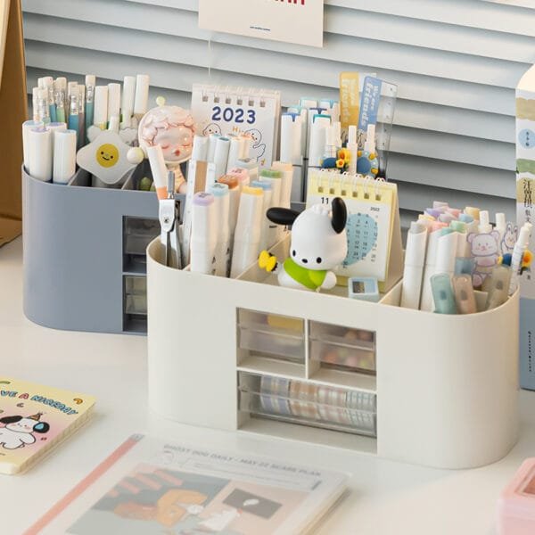 Pen Holder With 4 Color Pen Holder With 4 Color Storage Box Office Stationery Simple Supplies Plastic GoodLooking Pen Holder