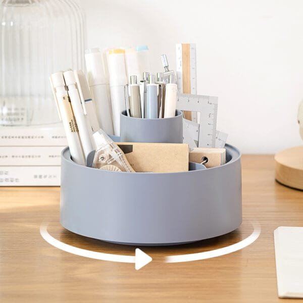 3-Color Stationery Storage Pen Holder 3-Color Stationery Storage Pen Holder Light Luxury 360 Degrees Rotation Plastic Storage Box Stationery Finishing Storage Artifact