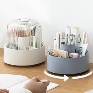 3-Color Stationery Storage Pen Holder 3-Color Stationery Storage Pen Holder Light Luxury 360 Degrees Rotation Plastic Storage Box Stationery Finishing Storage Artifact