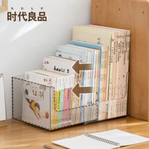 4-Color Plastic Storage Box Student Desk Books Storage Artifact Retractable Book Shelf Desktop Storage Box Plastic Large Capacity Frame