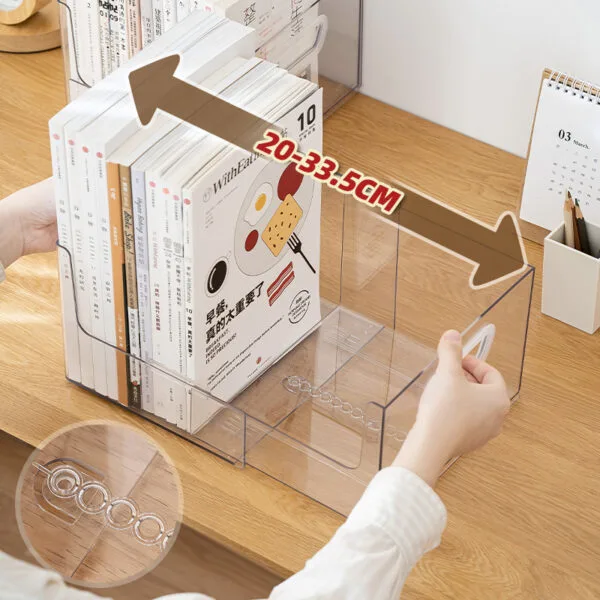 4-Color Plastic Storage Box Student Desk Books Storage Artifact Retractable Book Shelf Desktop Storage Box Plastic Large Capacity Frame