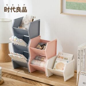 3 Color Plastic Pen Holder 3 Color Plastic Pen Holder High-Capacity Slant-In Storage Box Striking Plastic Stationery Storage For Desk