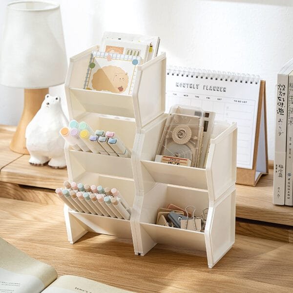 Storage Boxes Hot Sales in 2024 Slant-in Pen  Holder Student Desk Large Capacity Plastic  Stationery Storage