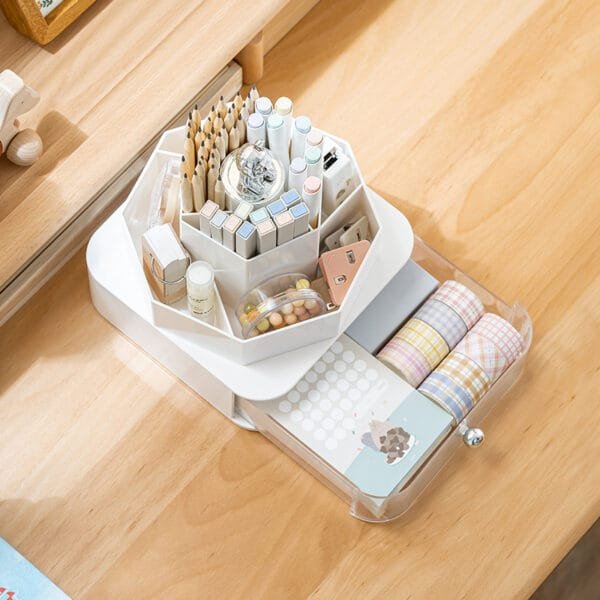 8-Compartment Rotating Pen Holder Plastic 360° Rotating Transparent Drawer Large-Capacity Desktop Storage Box 8-Compartment Rotating Pen Holder Plastic 360° Rotating Transparent Drawer Large-Capacity Desktop Storage Box