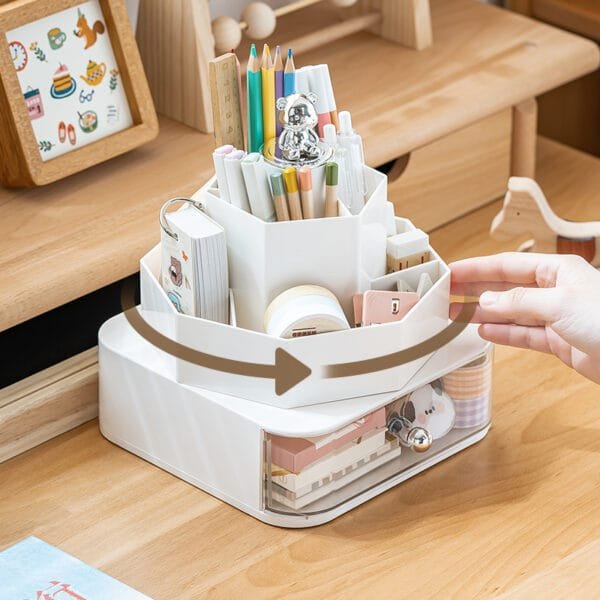 8-Compartment Rotating Pen Holder Plastic 360° Rotating Transparent Drawer Large-Capacity Desktop Storage Box 8-Compartment Rotating Pen Holder Plastic 360° Rotating Transparent Drawer Large-Capacity Desktop Storage Box