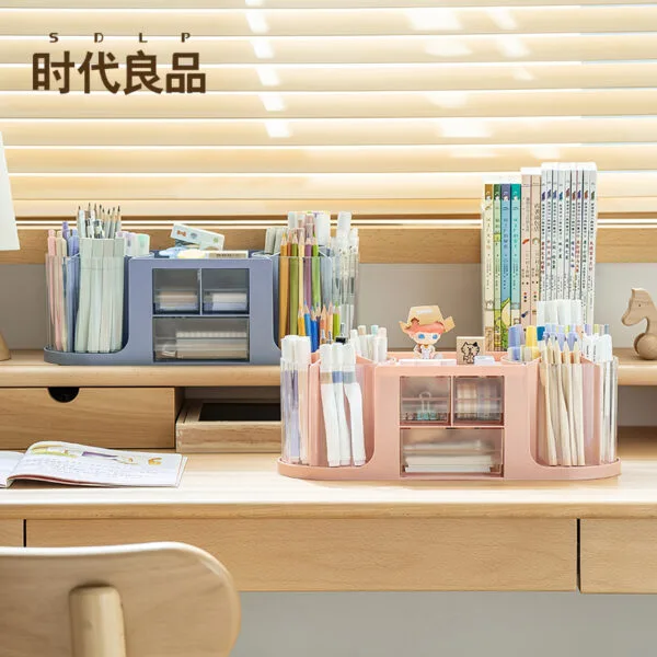 360° Rotating Storage Box For Desk  Large-Capacity Cosmetics Storage Drawer  Storage Box Creative Pen Holder