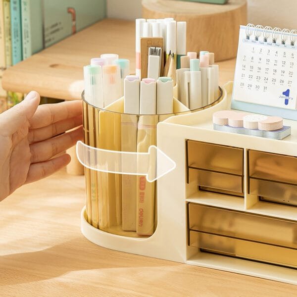 2 rotating pen holder storage cases clear pencil holder Organizer Creative ins High profile Level pencil holder for student desktop stationery storage