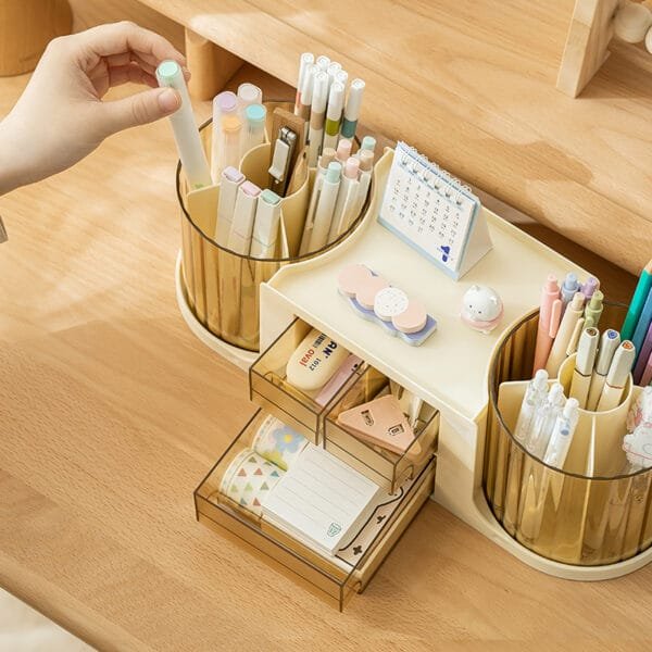 2 rotating pen holder storage cases clear pencil holder Organizer Creative ins High profile Level pencil holder for student desktop stationery storage