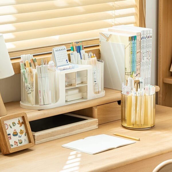 360° Rotating Storage Box For Desk  Large-Capacity Cosmetics Storage Drawer  Storage Box Creative Pen Holder