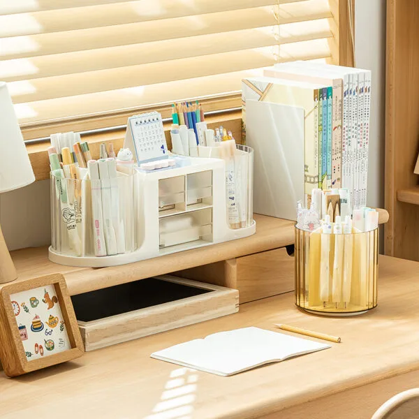 360° Rotating Storage Box For Desk  Large-Capacity Cosmetics Storage Drawer  Storage Box Creative Pen Holder