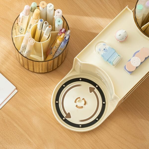 2 rotating pen holder storage cases clear pencil holder Organizer Creative ins High profile Level pencil holder for student desktop stationery storage