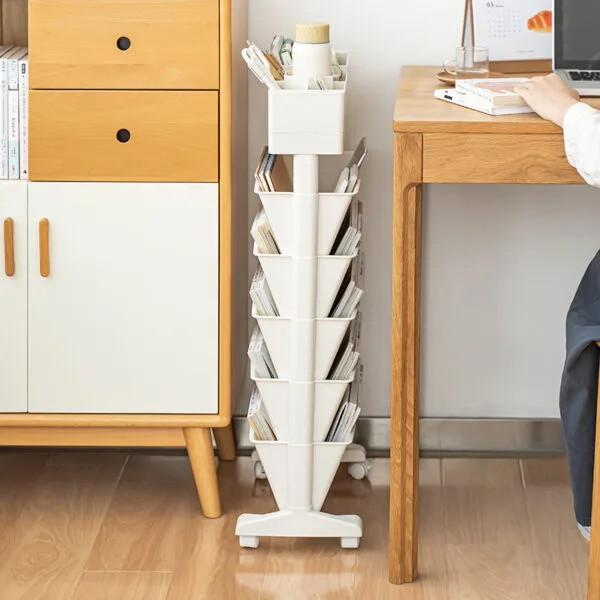360° Rotating desk storage rack 360° Rotating desk storage rack Multi-layer table trolley for storage, high appearance level can move bookshelves, storage items, magazines, etc