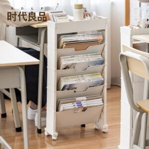 2/3/4 Layer rotating storage cart 2/3/4 Layer rotating storage cart, book storage rack, vertical storage rack with lockable casters, multi-layer rotating basket, suitable for study, office, school