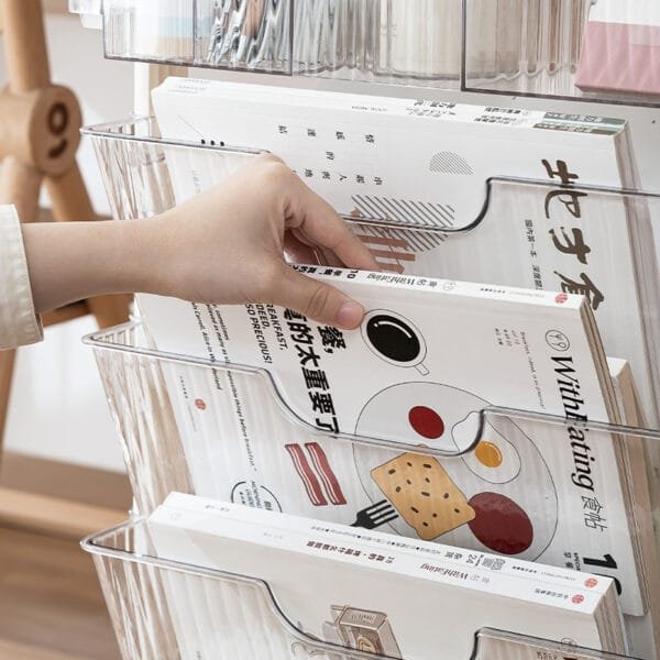 5 tier desk bookshelf mobile book storage rack, organize and store students' textbooks, papers, books, desk storage trolley