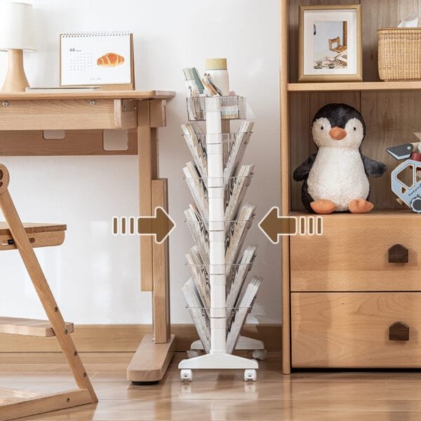 5-layer bookshelf with storage Children's storage books picture books, high appearance level large capacity plastic storage bookshelf, suitable for family, study, bedroom