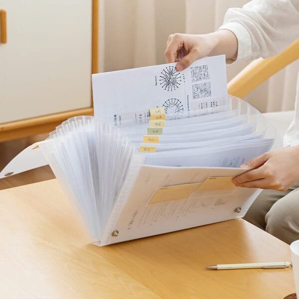 13 Grids-Storage File Bag-A4 Portable Vertical  Organ Bag Thickened PP Translucent Folder Student Test Paper Bag Data Bag