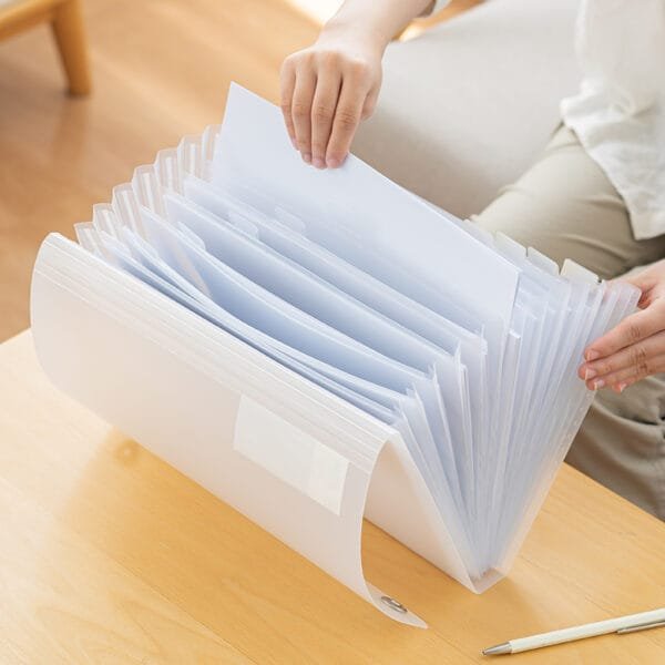 A4 Size Plastic File Box Stamp Bag 13 Grids Waterproof Transparent Test Paper Bag Multi-Layer Insert Page Art Bag