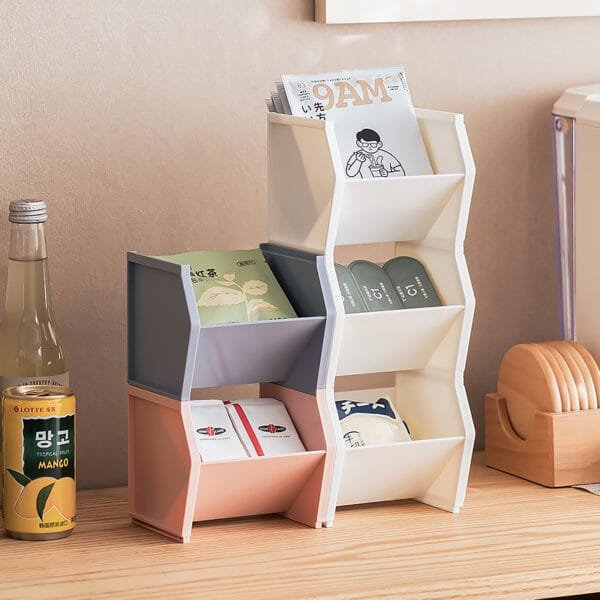 3-color snack storage containers table for tea bag snacks small items, can be freely combined stacked high storage box