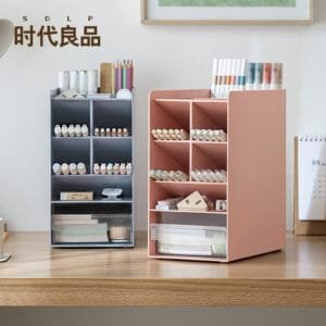 3-Color office Pen container 3-Color office Pen container Large capacity pen holder storage box with drawer, desk storage and sorting