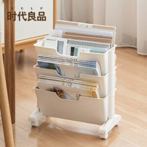 3 layer-Multi-Tier Movable Bookshelf Storage 3 layer-Multi-Tier Movable Bookshelf Storage English book shelves Mobile storage boxes Wholesale plastic reading shelves