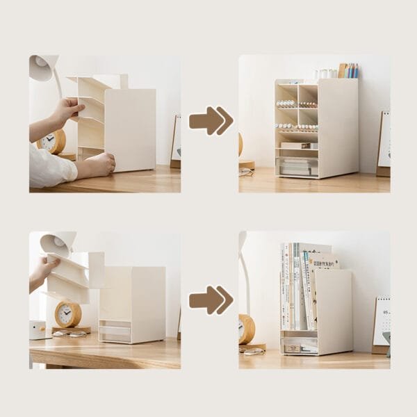 2 functional pencil holder storage cases -creative design detachable partition, high appearance level multi-functional storage box book storage and pen holder two in one