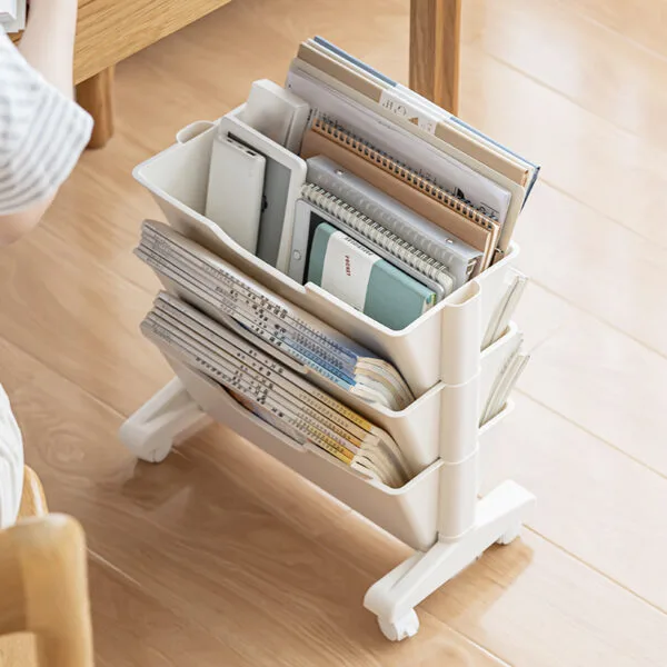 2 layer-Multi-Tier Movable Bookshelf Storage 2 layer-Multi-Tier Movable Bookshelf Storage English book shelves Mobile storage boxes Wholesale plastic reading shelves