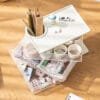 3-layer storage box 3-layer storage box Transparent rotating stationery storage box Dustproof storage Put away small objects