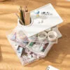 3-layer storage box 3-layer storage box Transparent rotating stationery storage box Dustproof storage Put away small objects