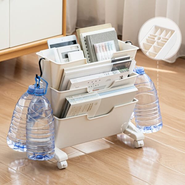 360° Rotating Storage cart simple style removable plastic corner shelf living room Storage bathroom shelf kitchen rolling trolley cabinet with wheel