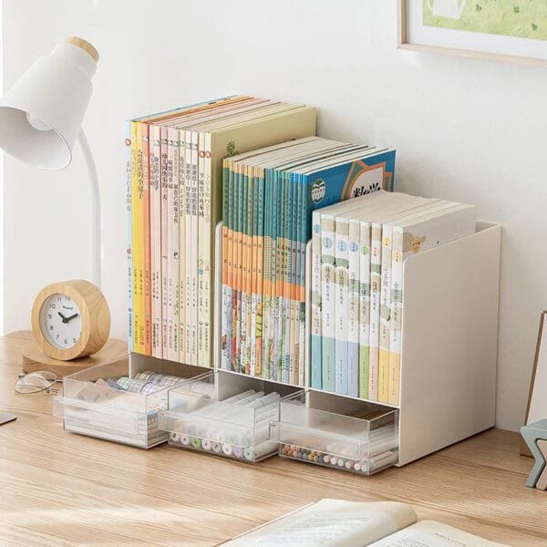 2 functional pencil holder storage cases -creative design detachable partition, high appearance level multi-functional storage box book storage and pen holder two in one