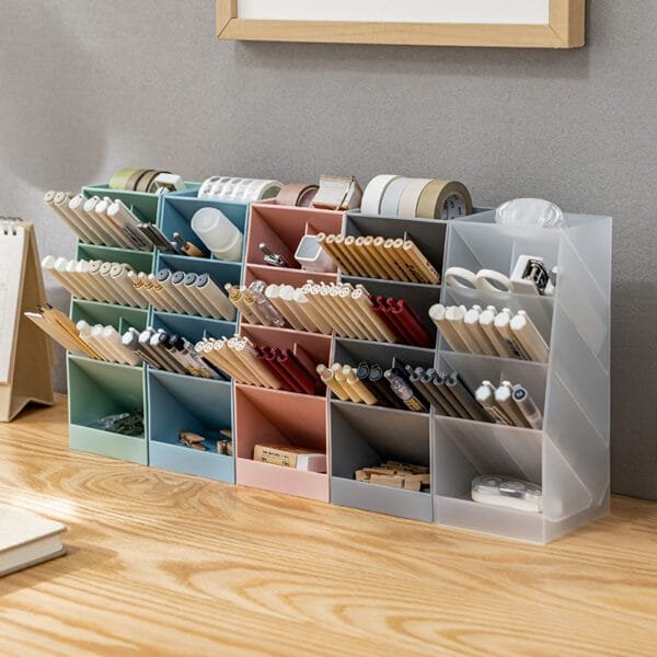 5-Compartment Storage Box Plastic Diagonal-Insert Pen Holder Multi-Specification Simple torage Rack