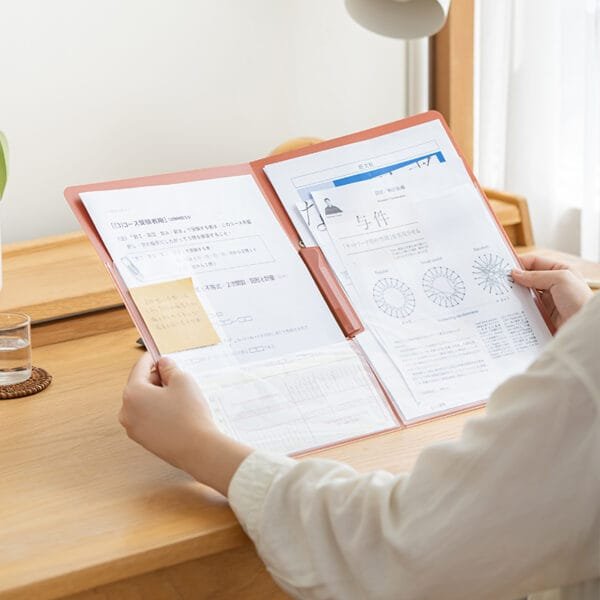 File Box 2 Bag Designs 360° Fold File PP Plastic Storage Bag Bill Data Contract Folder Student Test Paper Folder Office Supplies