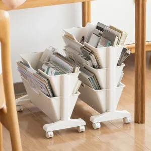 360° Rotating Storage cart simple style removable plastic corner shelf living room Storage bathroom shelf kitchen rolling trolley cabinet with wheel