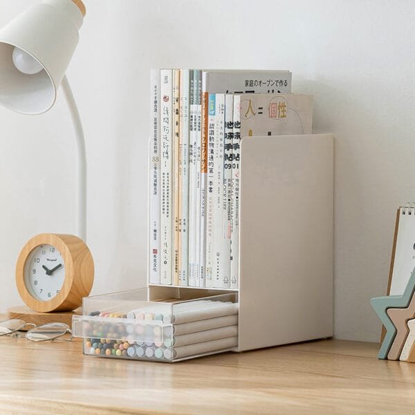 2 functional pencil holder storage cases -creative design detachable partition, high appearance level multi-functional storage box book storage and pen holder two in one