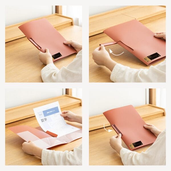 File Box 2 Bag Designs 360° Fold File PP Plastic Storage Bag Bill Data Contract Folder Student Test Paper Folder Office Supplies