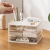 3-layer storage box 3-layer storage box Transparent rotating stationery storage box Dustproof storage Put away small objects