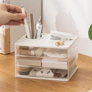 3-layer storage box 3-layer storage box Transparent rotating stationery storage box Dustproof storage Put away small objects