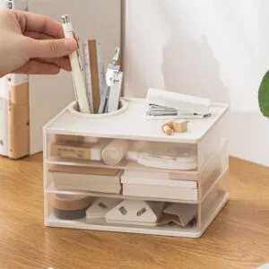 3-layer storage box  Transparent rotating stationery storage box Dustproof storage  Put away small objects