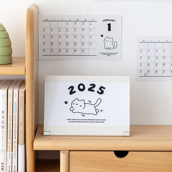 4-color photo frame calendar New-style cute desk calendar frame 2025 Cartoon creative small desk calendar Student desk top furnishings