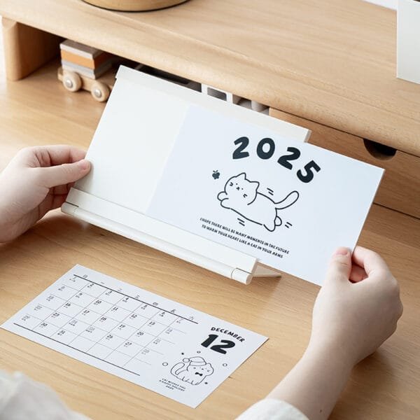 4-color photo frame calendar New-style cute desk calendar frame 2025 Cartoon creative small desk calendar Student desk top furnishings