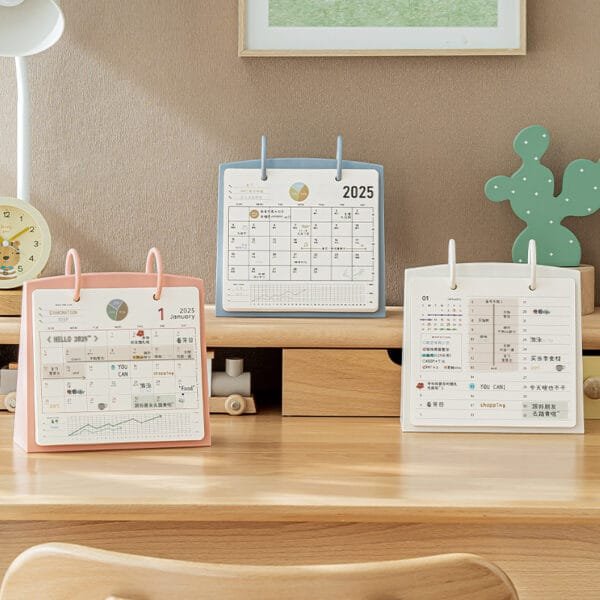 Desk Calendar 13-Page 2025 snake Year calendar cute cartoon desk calendar small figurine student plan page turning creative calendar shelf
