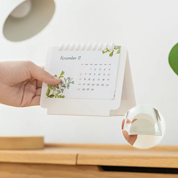2-sides Desk calendar 2025 Simple desktop desk calendar ornaments Creative page turning Portable compact PP plastic calendar