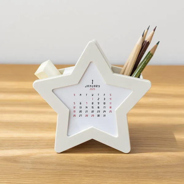 Star-Shaped Calendar 3-colors Star-Shaped Calendar 3-colors Desktop fun ornaments Multi-function creative desk calendar Office storage pen holder