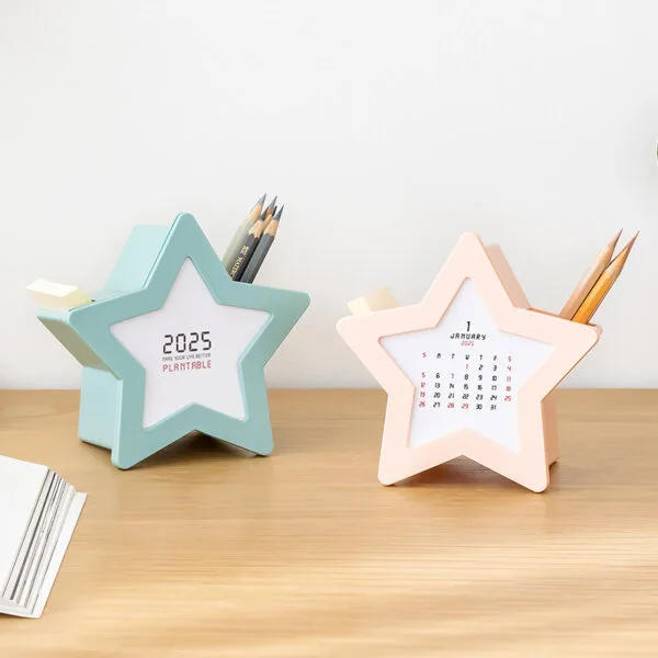 Star-Shaped Calendar 3-colors Star-Shaped Calendar 3-colors Desktop fun ornaments Multi-function creative desk calendar Office storage pen holder