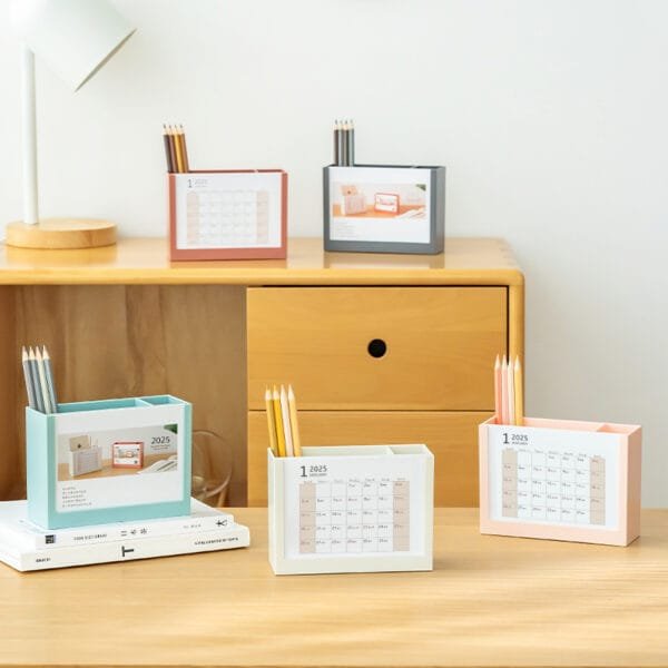 4-colors Desk Calendar 4-colors Desk Calendar 2025 Creative plan pen holder High appearance level multifunctional desk calendar notepad Pen tube storage box