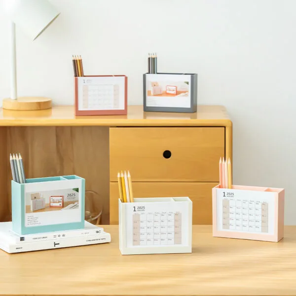 4-colors Desk Calendar 2025 Creative plan pen holder High appearance level multifunctional desk calendar notepad Pen tube storage box