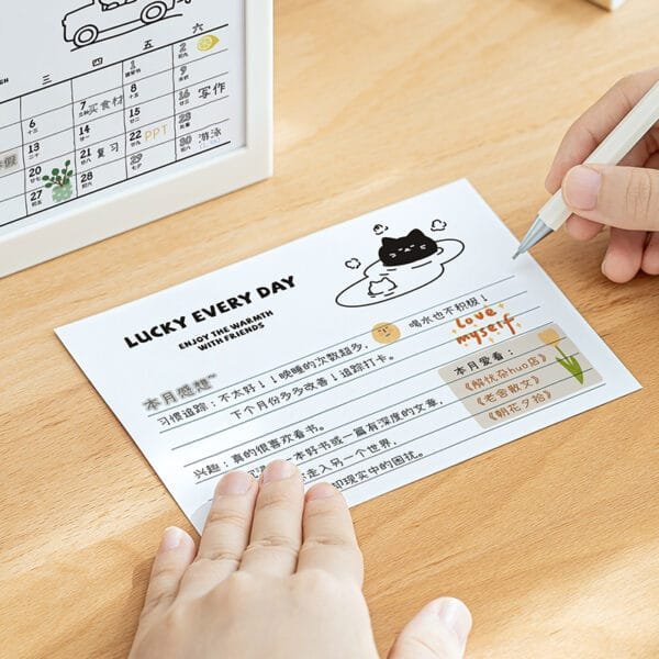 12-months Desk Calendar Pen Holder Desktop Creative Calendar 2025 desk calendar pen holder Multi-functional storage box Office clock in