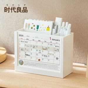 Desk Calendar 4-styles High appearance level pen holder Cute planning desk calendar Plastic pen barrel Desktop storage content