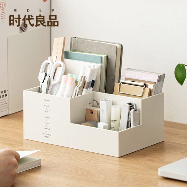 3-Lattice Plastic Placement Box Pen Holder Office Desk Table Partition Storage Box  Study Stationery